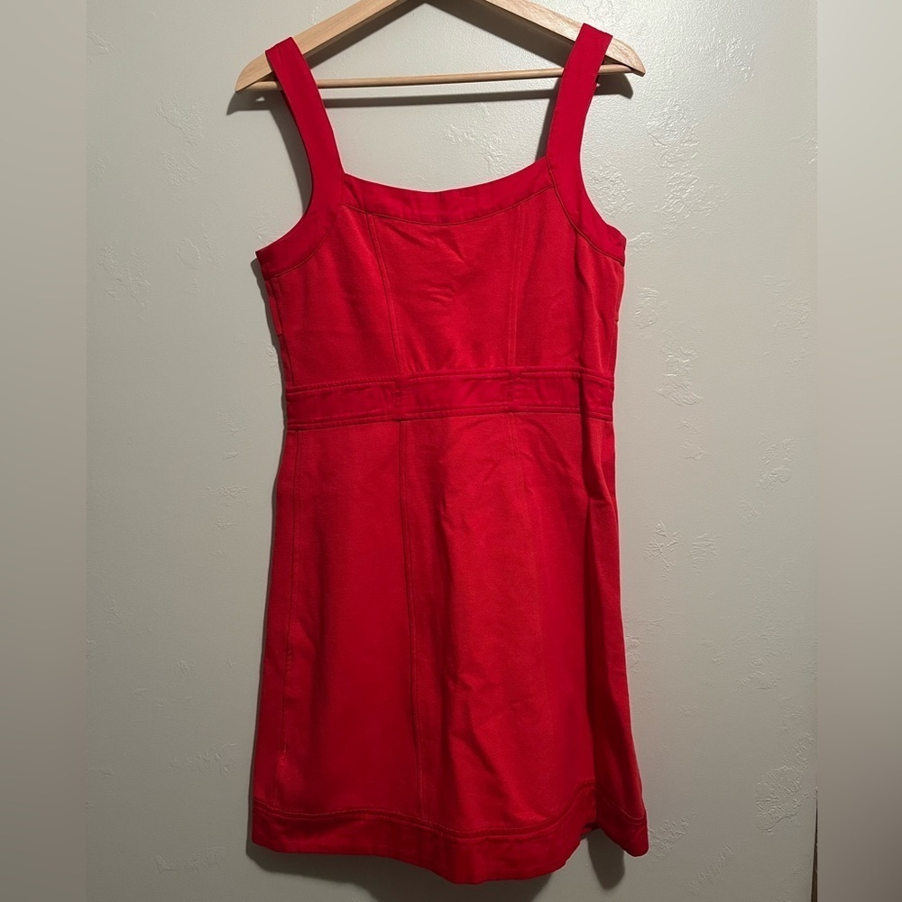 Banana Republic Seamed Button Down Red Mini Dress Size 8P Preppy Cocktail Hour - Picture 10 of 13